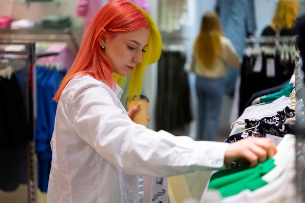 Free photo medium shot woman shopping at the mall