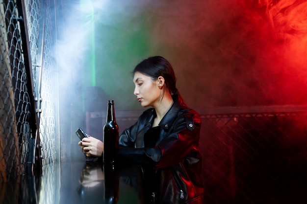 Medium shot woman sitting at bar