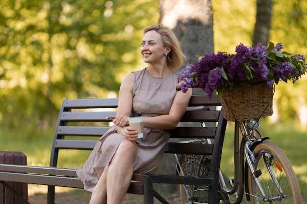 Medium shot woman sitting on bench