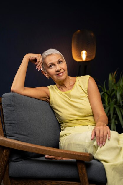 Medium shot woman sitting on chair