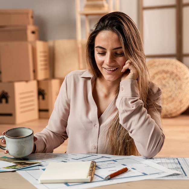 medium shot woman talking on phone