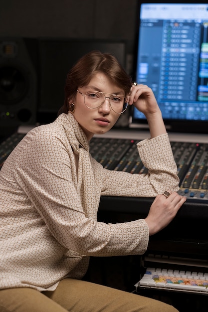 Free photo medium shot woman wearing glasses