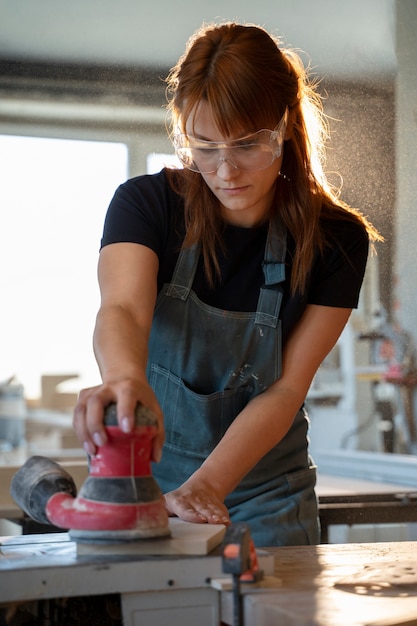 medium shot woman wearing goggles