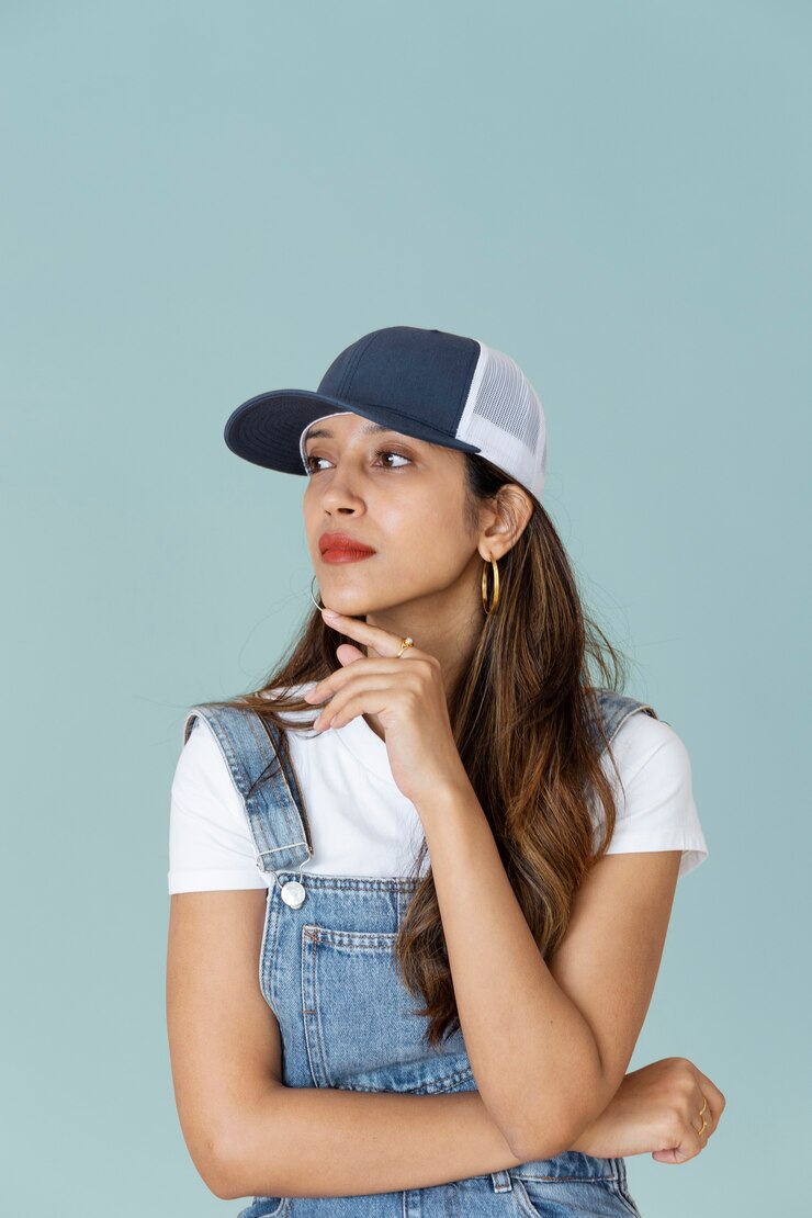 Free Photo medium shot woman wearing trucker hat