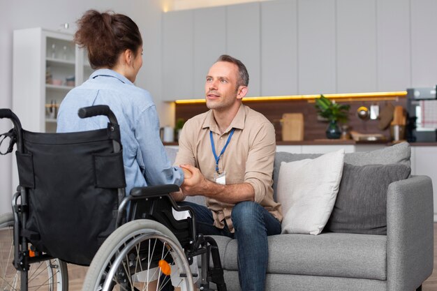 Medium shot woman in wheelchair