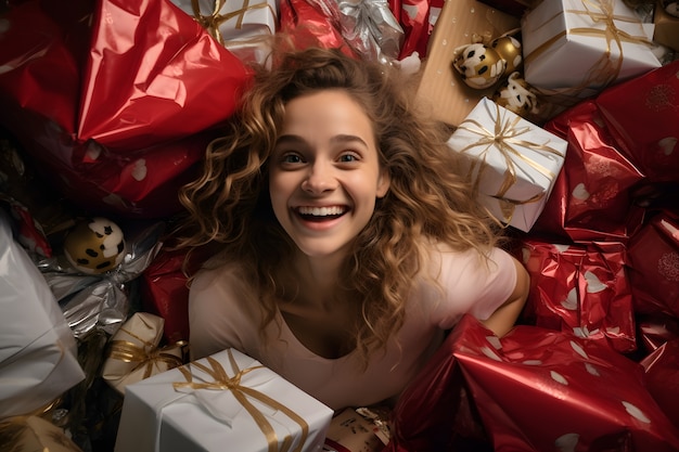 Free photo medium shot woman with gifts