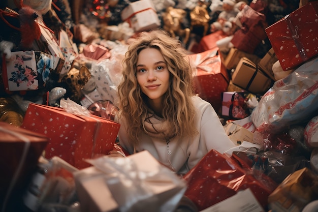 Free photo medium shot woman with gifts