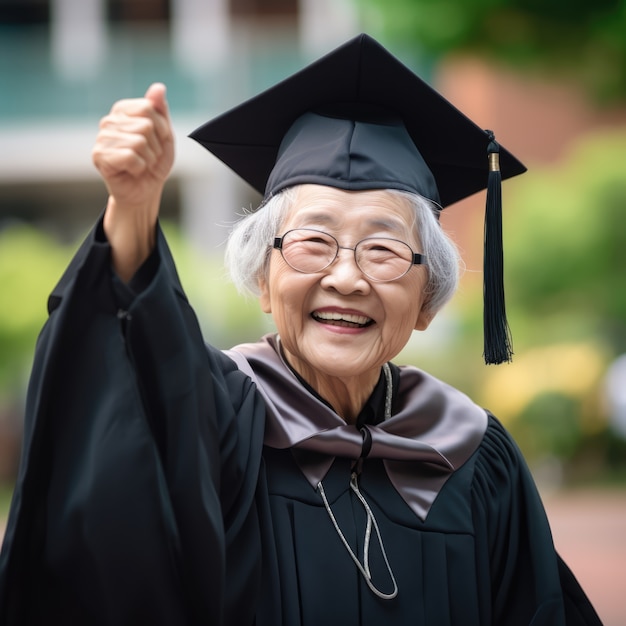 Free photo medium shot woman with graduation outfit