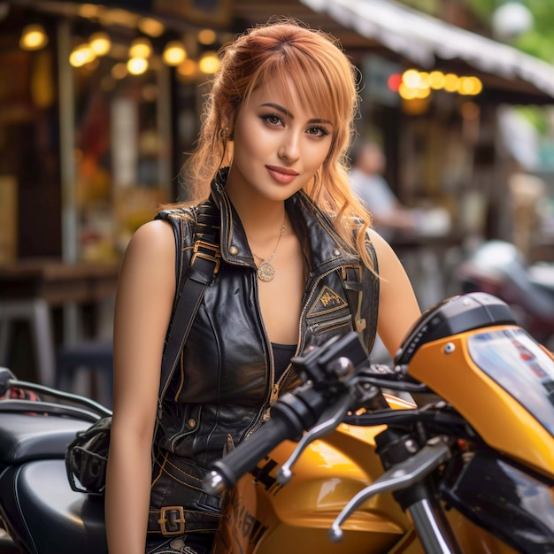 Free photo medium shot woman with motorcycle