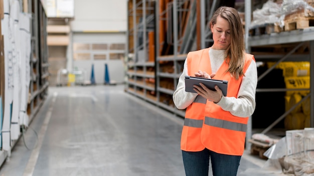 Medium shot woman with tablet