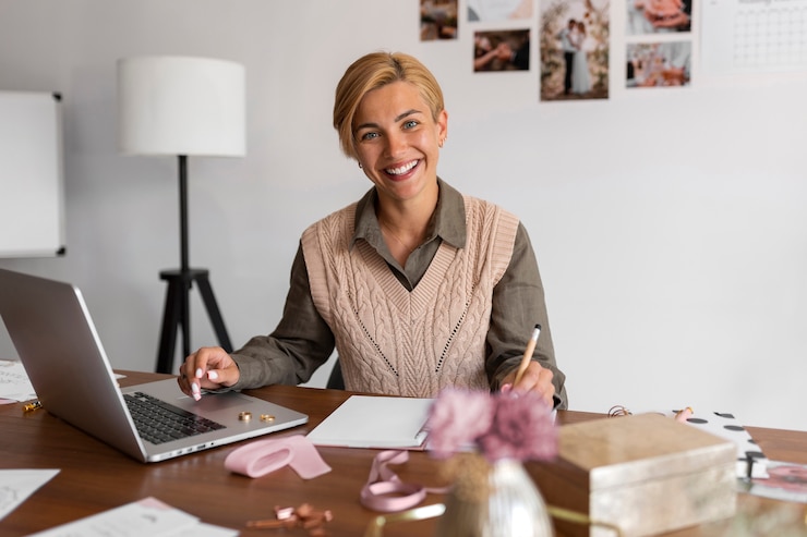 Free Photo medium shot woman working as wedding planner