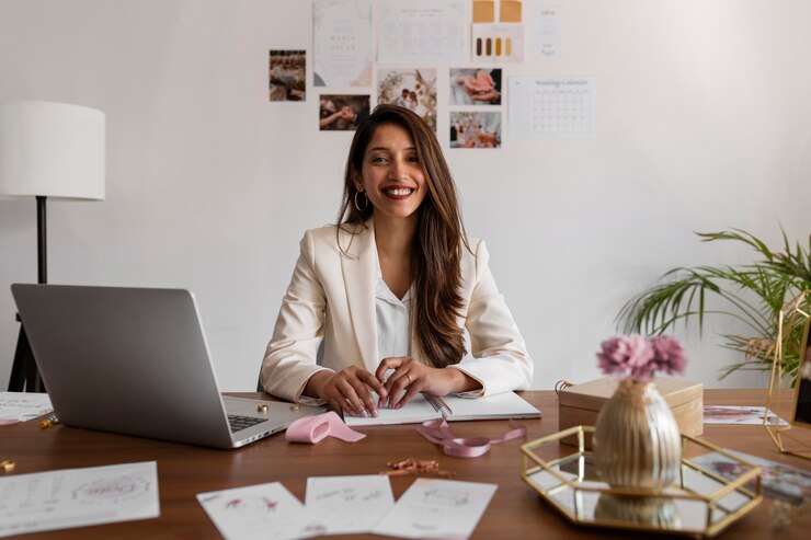 Free Photo medium shot woman working as wedding planner