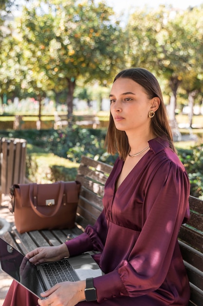 Medium shot woman working on bench