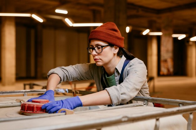 Medium shot woman working indoors