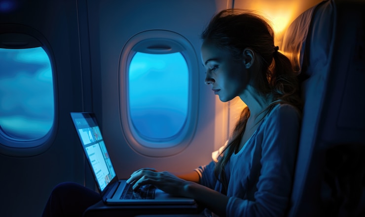 Free Photo medium shot woman working in the plane