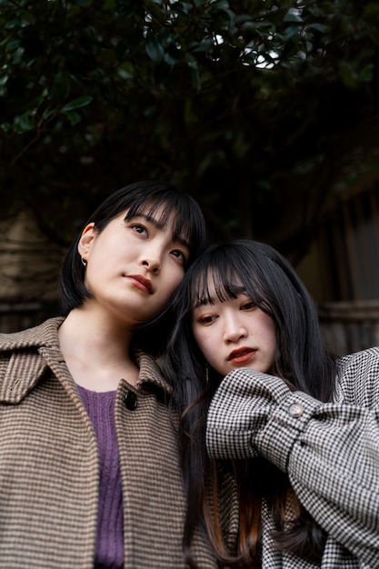 Medium shot women enjoying time outdoors