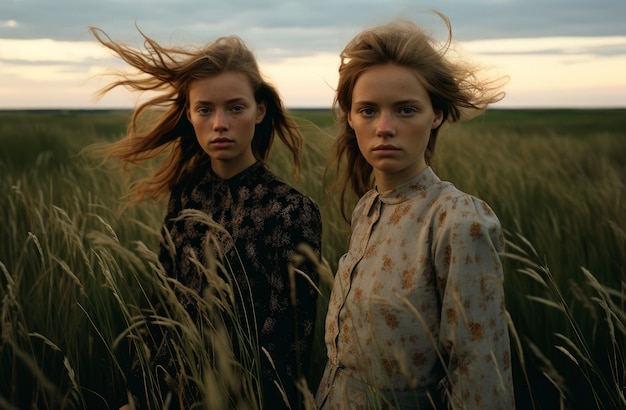 Free photo medium shot women posing in nature