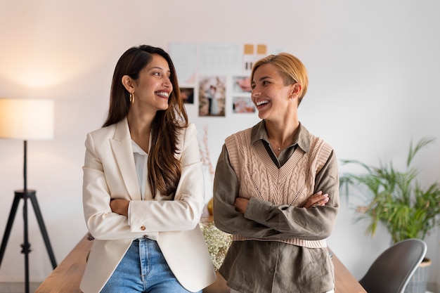 medium shot women working as wedding planners
