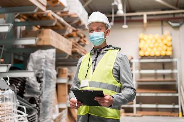 Maschera da portare del lavoratore del colpo medio