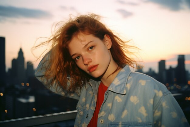 Medium shot young girl outdoors