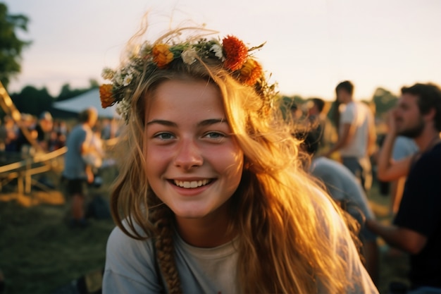 Free photo medium shot young girl posing