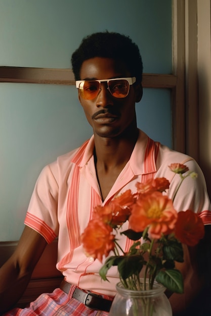 Free photo medium shot young man posing indoors