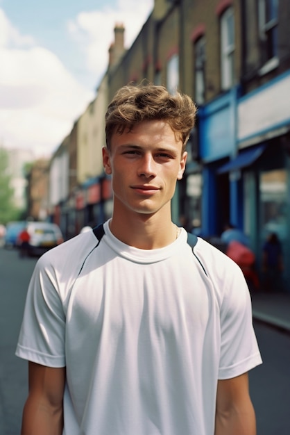 Free photo medium shot young man posing outdoors