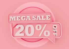 Free photo mega sale for retail with pink circle