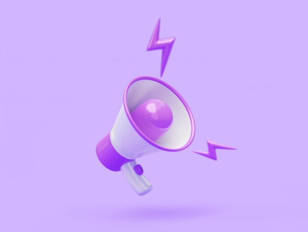 Free Photo megaphone icon symbol speaker promotion notification broadcast icon on purple background 3d illustration