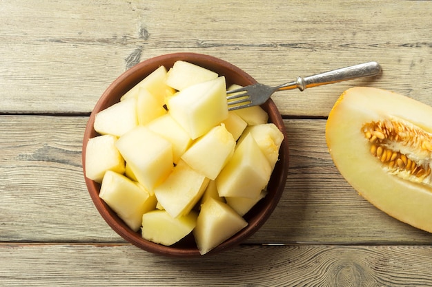 Melon on table