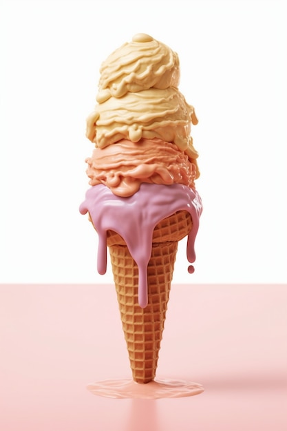 Free photo melting ice cream in cone