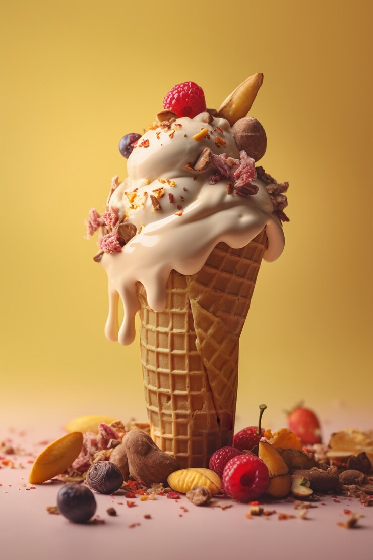 Free Photo melting ice cream with berries