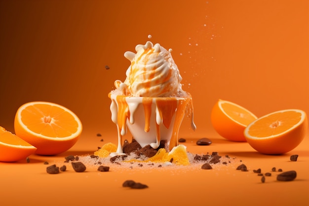 Melting ice cream with orange