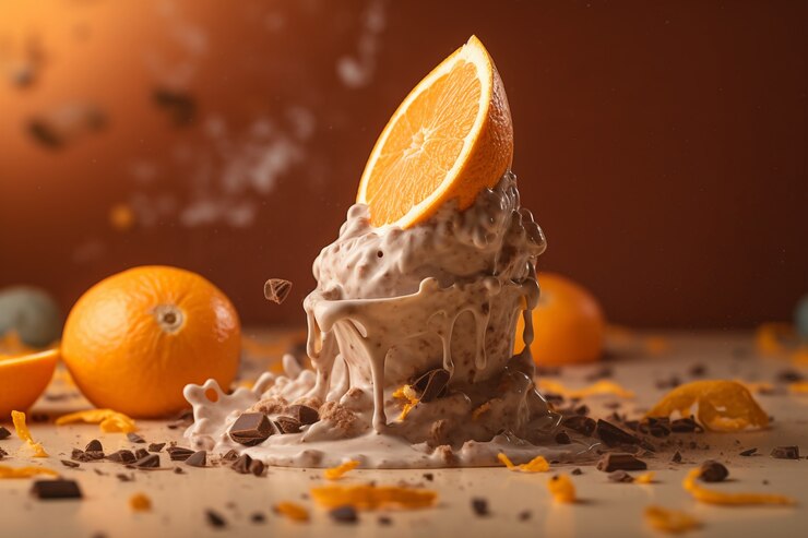 Free Photo melting ice cream with orange