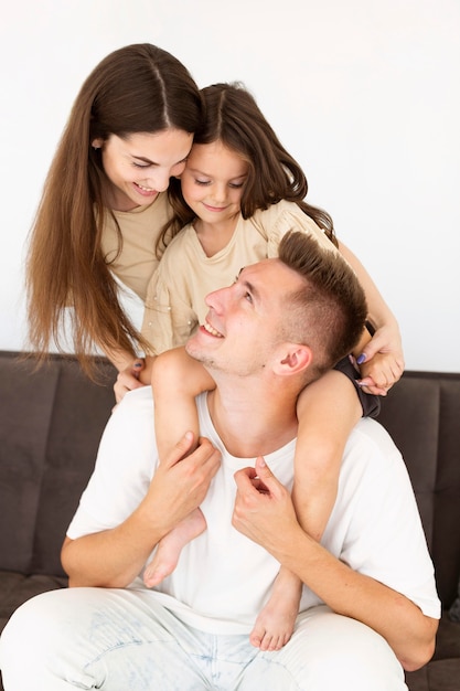 Members of family looking at each other