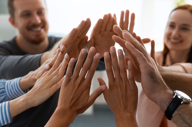 Members of labor union working together