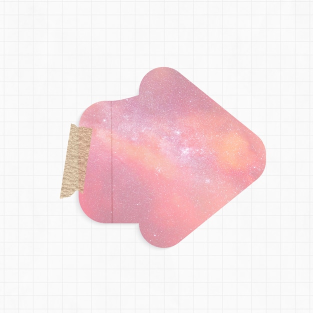 Free photo memo pad with pink galaxy background arrow shape and washi tape