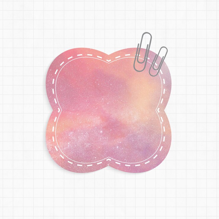 Free Photo memo pad with pink galaxy background star shape and paper clips