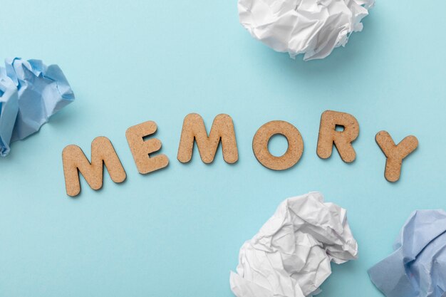 Memory concept with crumpled paper