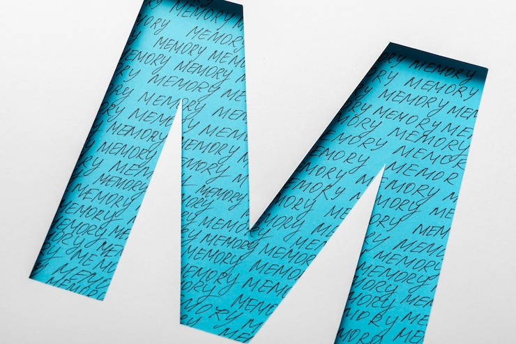Free Photo memory concept with shape and writing high angle