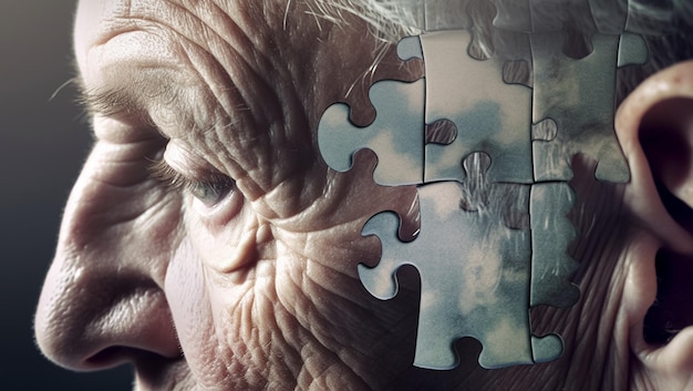 Memory loss dementia and alzheimer concept created with Generative AI technology