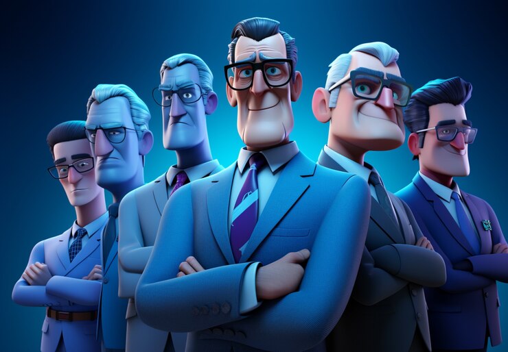Free Photo men cartoon characters together