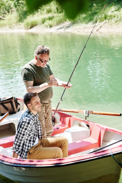 Men make preparations for fishing