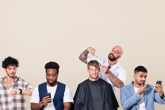 Free photo men’s barber shop with hairstylist jobs and career campaign