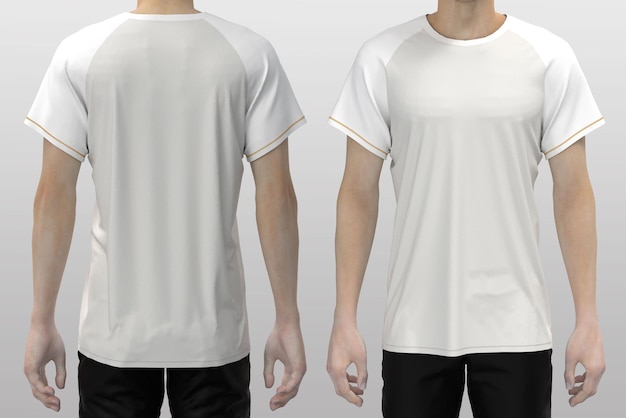 メンズTシャツの表と裏、デザインプリントのモックアップテンプレート