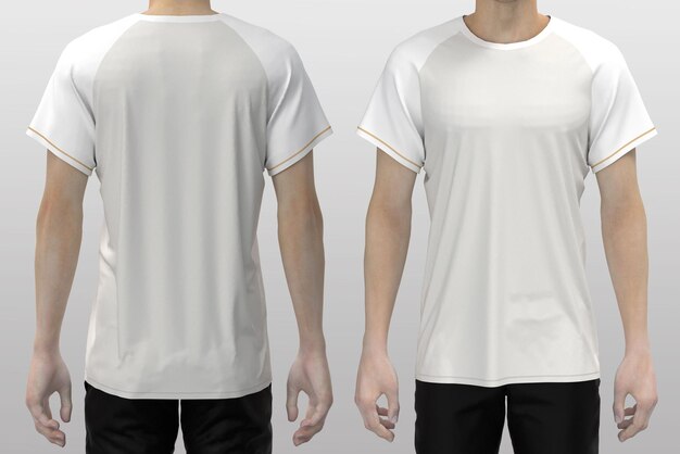 мужская футболка спереди и сзади, макет шаблона для дизайнерской печати