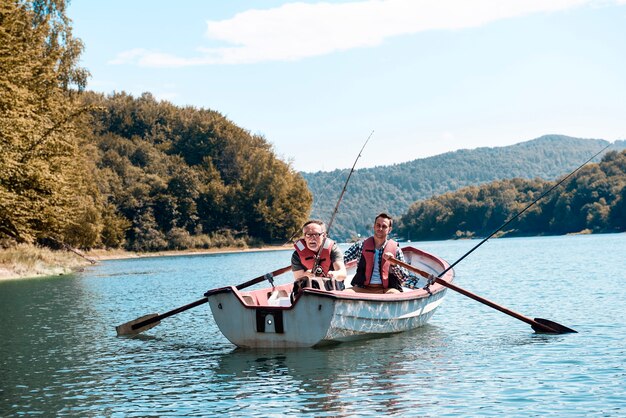 Men spending time in fishery