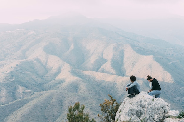 Men trekking in nature