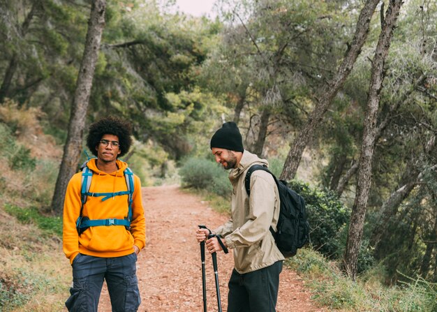 Men trekking in nature