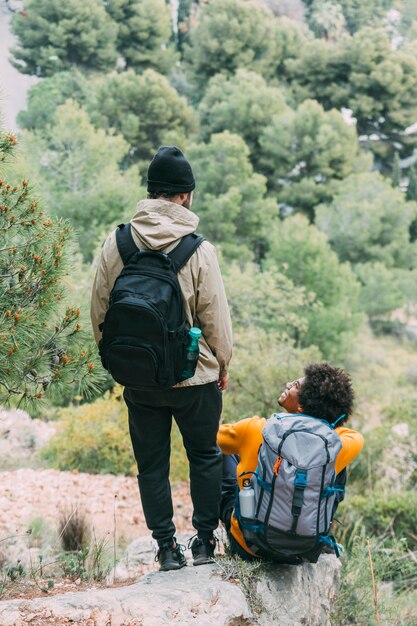 Men trekking in nature